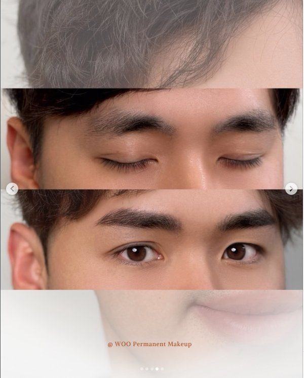 男生飄眉前後對比 - Woo Natural Beauty 高雄飄眉作品