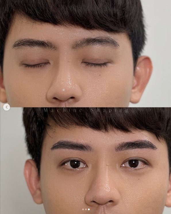男生機器飄眉前後對比 - Woo Natural Beauty 高雄飄眉作品